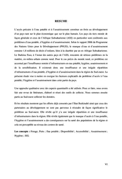 Disponibilité et accessibilité a l'eau potable