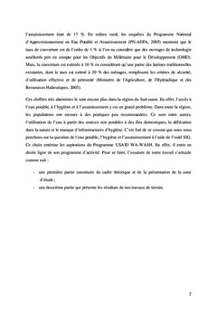 Disponibilité et accessibilité a l'eau potable