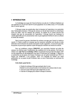 Etude preliminaire d'un project de banque d'animaux au Cambodge