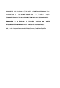 Facteurs lies A l'hypercholesterolemie chez l'adulte aux etats-Unis
