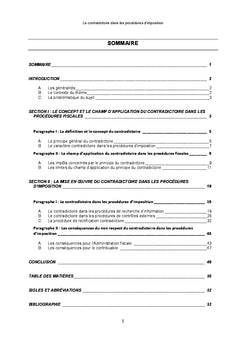 Le contradictoire dans les procedures d'imposition