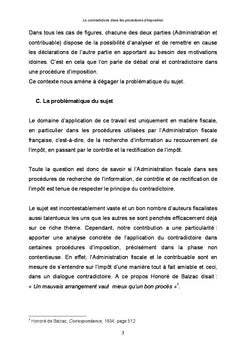 Le contradictoire dans les procedures d'imposition