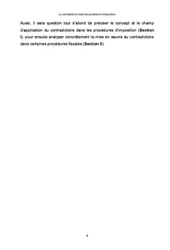 Le contradictoire dans les procedures d'imposition
