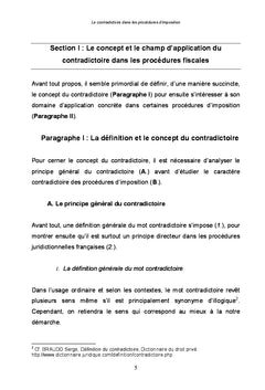 Le contradictoire dans les procedures d'imposition