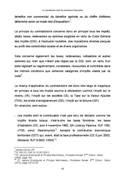 Le contradictoire dans les procedures d'imposition