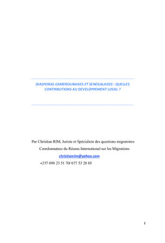 Diasporas camerounaises et sénégalaises face au développement local