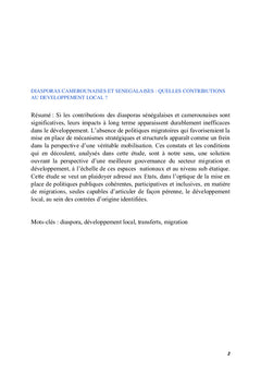 Diasporas camerounaises et sénégalaises face au développement local