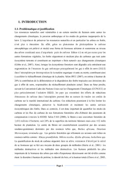 Estimation de biomasse aerienne: Savane soudano-guineenne (BENIN)