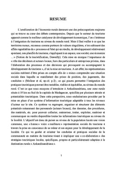 Enjeux du tourisme rural dans le developpement local