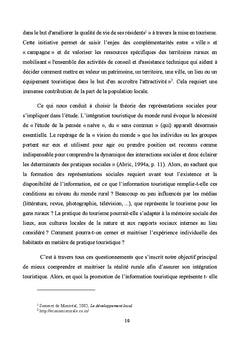 Enjeux du tourisme rural dans le developpement local