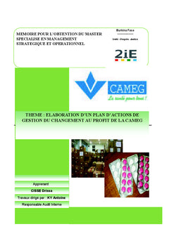 Elaboration d'un Plan d'Actions de Gestion de Changement