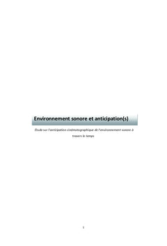 Environnement sonore et anticipation(s)