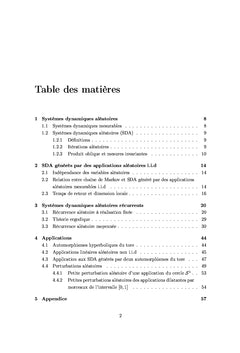 Etude des systèmes dynamiques aléatoires récurrents