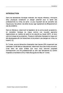 Le risque professionnel dans les laboratoires d'analyse medicale