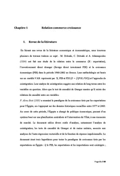 Relation entre le commerce et la croissance économique en Tunisie