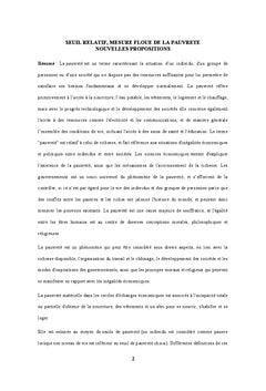 Seuil relatif, mesure floue de la pauvrete. Nouvelles propositions