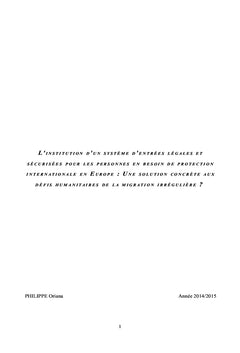 L'institution d'un systeme de voies legales et securisees de migration
