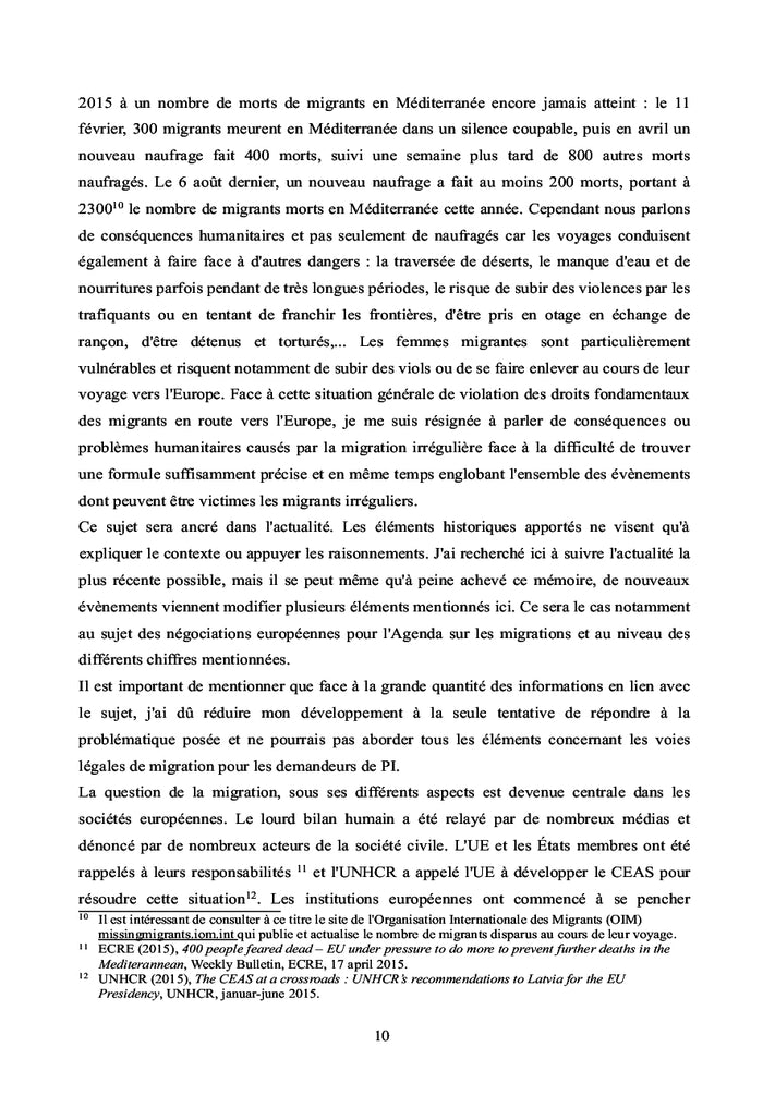 L'institution d'un systeme de voies legales et securisees de migration