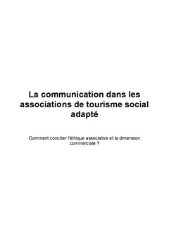 La communication dans les associations de tourisme adapte