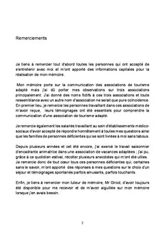 La communication dans les associations de tourisme adapte