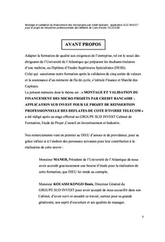 Financement des micros projets par credit bancaire