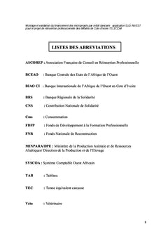 Financement des micros projets par credit bancaire