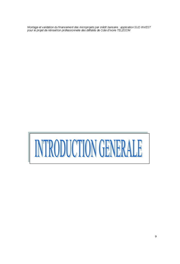 Financement des micros projets par credit bancaire