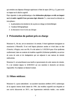 Impact de la rééducation sur la cognition d'une personne âgée démente
