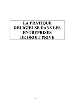 La pratique religieuse dans les entreprises de Droit privé