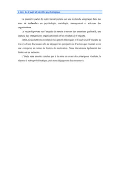 Sens du travail et identités psychologiques