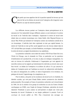 Sens du travail et identités psychologiques