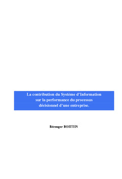 La contribution du systeme d'Information dans le processus decisionnel