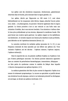 L'aphtose buccale chez l'enfant