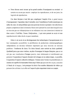 Les courts metrages francophones: ressource didactique en cours de FLe