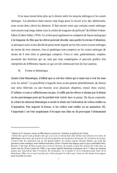 Les courts metrages francophones: ressource didactique en cours de FLe