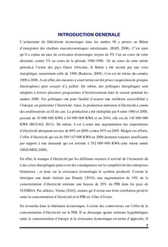 Consommation d'électricité et croissance économique au Bénin