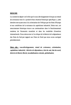 Modèle irréversible de croissance économique pour les pays africains