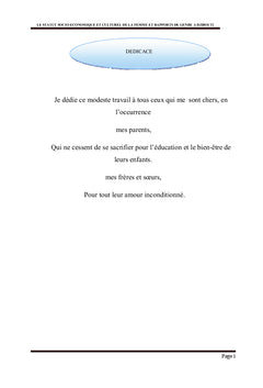 Statut socio-economique et culturel de la femme et rapports de genre
