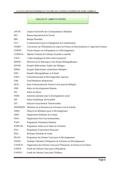 Statut socio-economique et culturel de la femme et rapports de genre