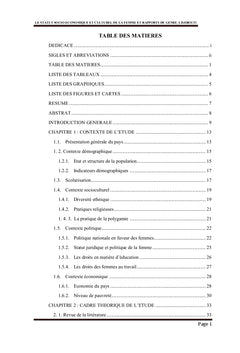 Statut socio-economique et culturel de la femme et rapports de genre