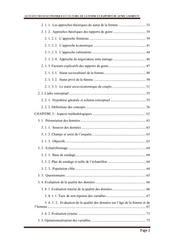 Statut socio-economique et culturel de la femme et rapports de genre