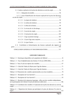 Statut socio-economique et culturel de la femme et rapports de genre