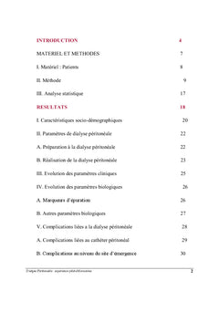 Dialyse péritonéale: expérience pilote Marocaine