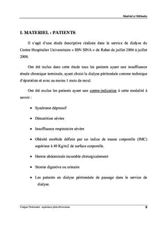 Dialyse péritonéale: expérience pilote Marocaine