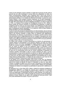 La question de gouvernance des ressources naturelles au Bénin