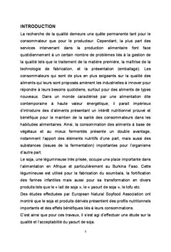 Contribution à la valorisation du yaourt de soja