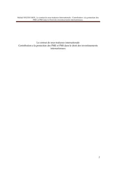 Le Contrat de sous-traitance internationale