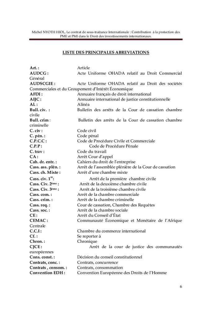 Le Contrat de sous-traitance internationale