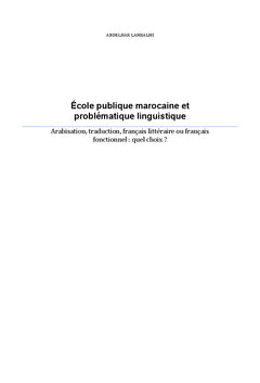 Ecole publique marocaine et problematique linguistique