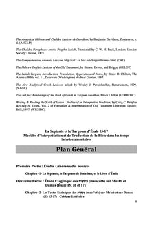La LXX et le Tg d'Esaie, Modeles d'Interpretation et de Traduction
